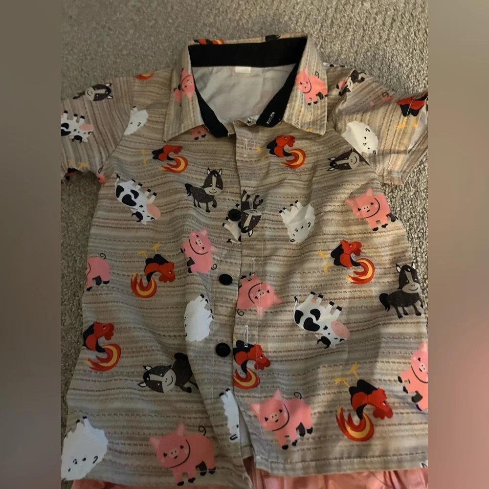 Animal print boys outfit- no tags but fits size 3T